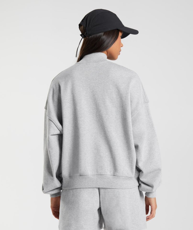 Women's Gymshark Rest Day Sweats 1/2 Zip Sweatshirts Light Grey | CA D5NA38